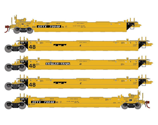 Athearn Genesis G1028 HO Scale Maxi II 5 Unit Well Car Trailer Train TTX DTTX 73049
