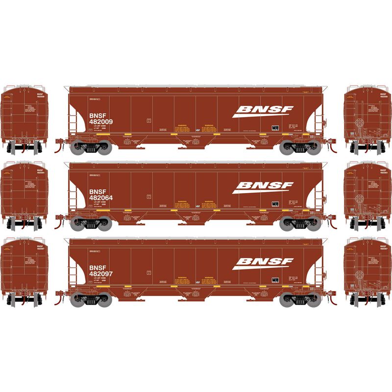 Athearn Genesis G1058 HO Scale Trinity 5161 Covered Hopper BNSF 3-Pack #2