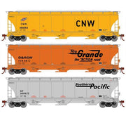 Athearn Genesis G1062 HO Scale Trinity 5161 Covered Hopper UP 'Fallen Flags' CNW/DRGW/SP 3-Pack #1