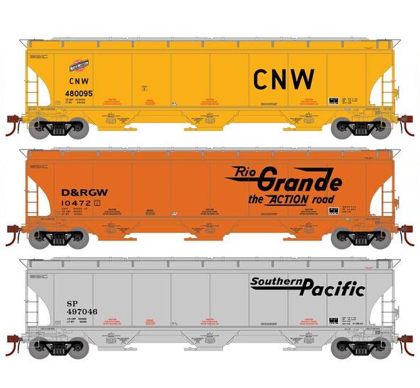 Athearn Genesis G1063 HO Scale Trinity 5161 Covered Hopper UP 'Fallen Flags' CNW/DRGW/SP 3-Pack #2