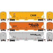 Athearn Genesis G1063 HO Scale Trinity 5161 Covered Hopper UP 'Fallen Flags' CNW/DRGW/SP 3-Pack #2