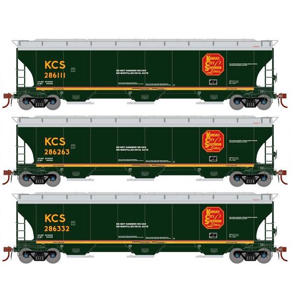 Athearn Genesis G1066 HO Scale Trinity 5161 Covered Hopper Kansas City Southern KCS 3-Pack #1