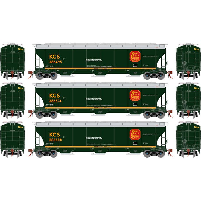 Athearn Genesis G1067 HO Scale Trinity 5161 Covered Hopper Kansas City Southern KCS 3-Pack #2