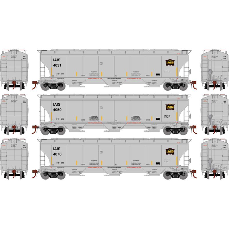 Athearn Genesis G1070 HO Scale Trinity 5161 Covered Hopper Iowa Interstate IAIS 3-Pack #1