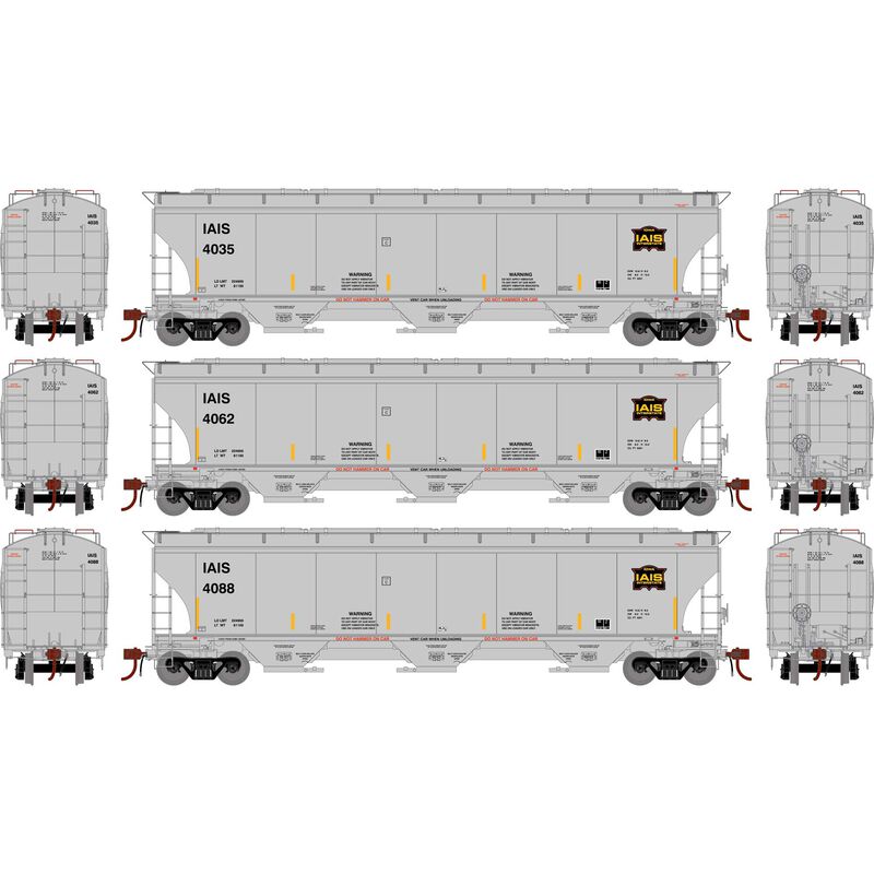 Athearn Genesis G1071 HO Scale Trinity 5161 Covered Hopper Iowa Interstate IAIS 3-Pack #2