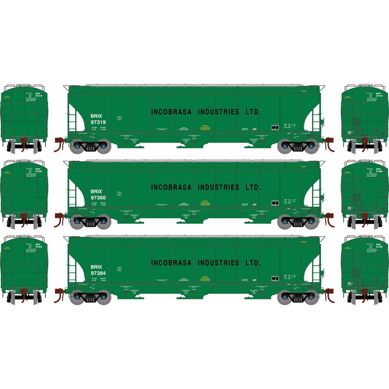 Athearn Genesis G1074 HO Scale Trinity 5161 Covered Hopper Incobrasa Industries BRIX 3-Pack #2