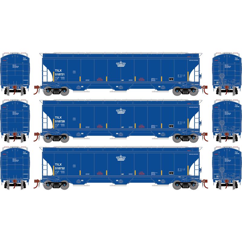 Athearn Genesis G1085 HO Scale Trinity 5161 Covered Hopper Trinity Leasing TILX 3-Pack #1