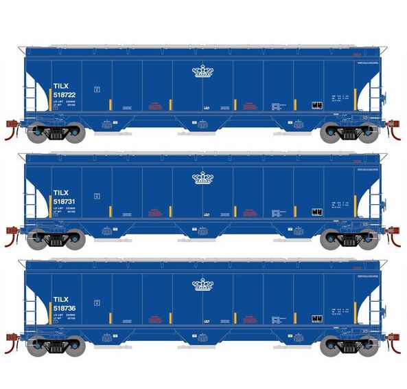 Athearn Genesis G1144 HO Scale Trinity 5161 Covered Hopper Trinity Leasing TILX 3-Pack #2