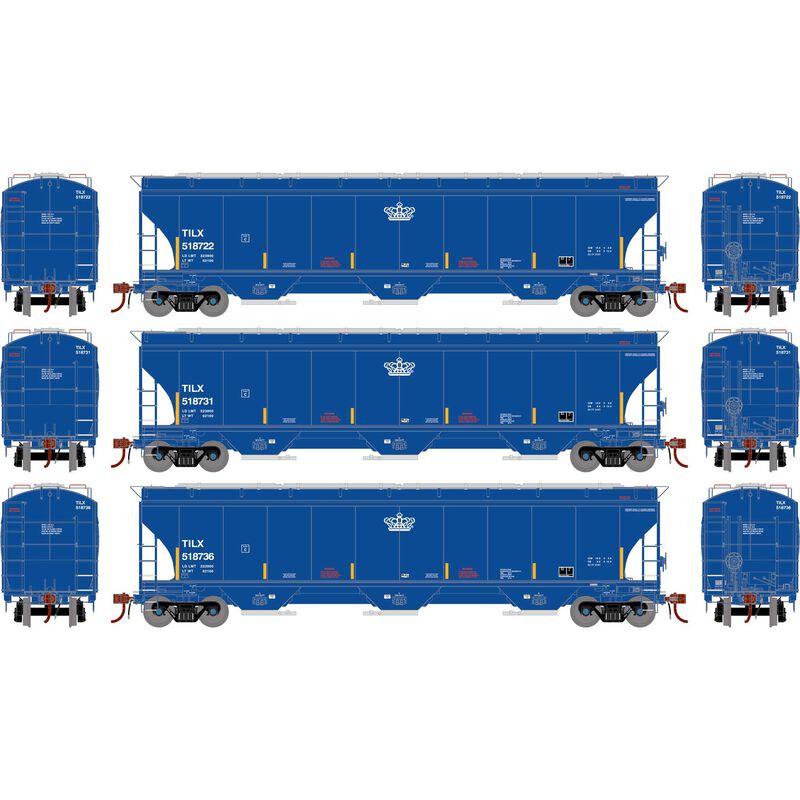 Athearn Genesis G1144 HO Scale Trinity 5161 Covered Hopper Trinity Leasing TILX 3-Pack #2