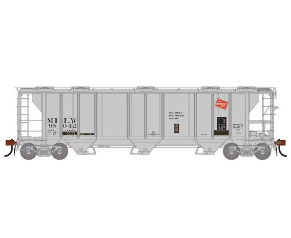 Athearn Genesis G1268 HO Scale PS-2 2893 Covered Hopper Milwaukee Road MILW Primed for Grime 98042