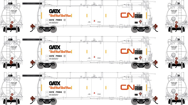 Athearn Genesis G1320 HO Scale 23K TankTrain Intermediate Canadian National GCTX 3-Pack #1