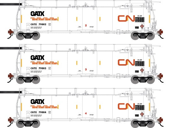 Athearn Genesis G1320 HO Scale 23K TankTrain Intermediate Canadian National GCTX 3-Pack #1