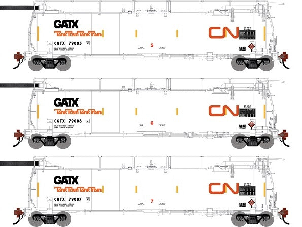 Athearn Genesis G1321 HO Scale 23K TankTrain Intermediate Canadian National GCTX 3-Pack #2