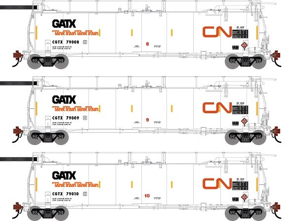 Athearn Genesis G1322 HO Scale 23K TankTrain Intermediate Canadian National GCTX 3-Pack #3