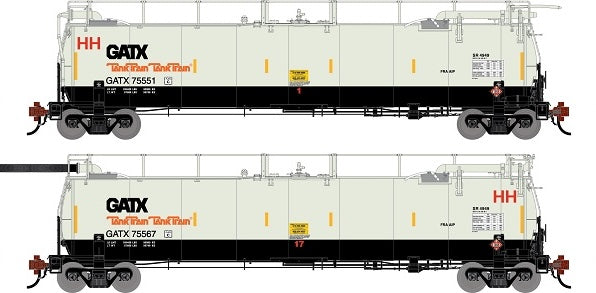 Athearn Genesis G1326 HO Scale 23K TankTrain A/B GATX White/Black 2-Pack