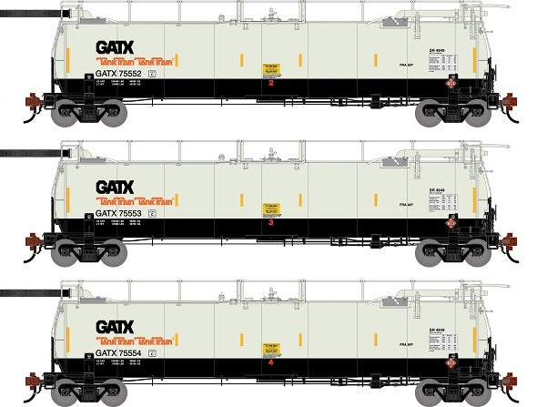 Athearn Genesis G1327 HO Scale 23K TankTrain Intermediate GATX White/Black 3-Pack #1
