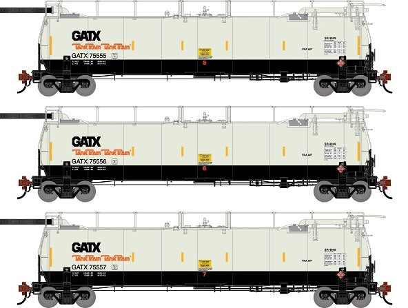 Athearn Genesis G1328 HO Scale 23K TankTrain Intermediate GATX White/Black 3-Pack #2