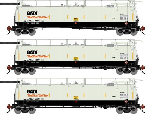 Athearn Genesis G1329 HO Scale 23K TankTrain Intermediate GATX White/Black 3-Pack #3