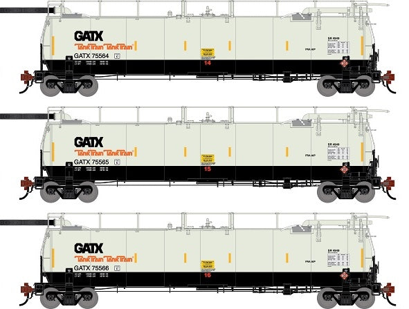 Athearn Genesis G1331 HO Scale 23K TankTrain Intermediate GATX White/Black 3-Pack #5