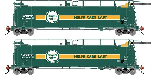 Athearn Genesis G1333 HO Scale 23K TankTrain A/B Quaker State GATX 2-Pack