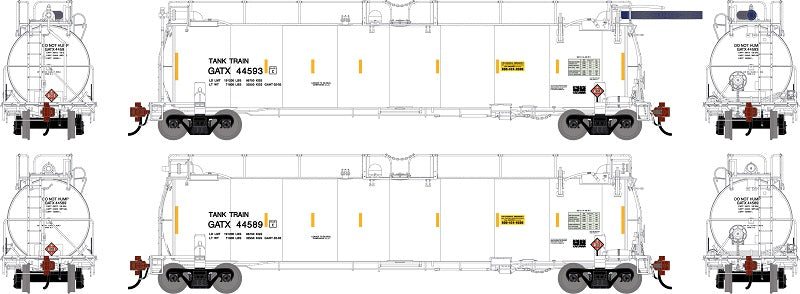Athearn Genesis G1340 HO Scale 23K TankTrain A/B GATX White 2-Pack