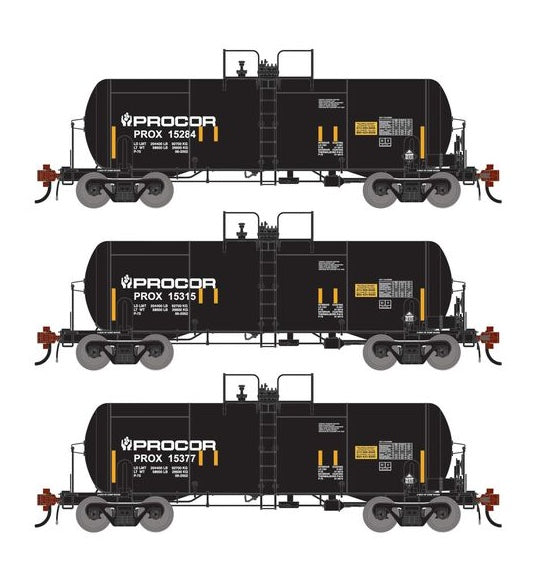 Athearn Genesis G1429 HO Scale 13K Gallon Acid Tank Car Procor PROX 3-Pack
