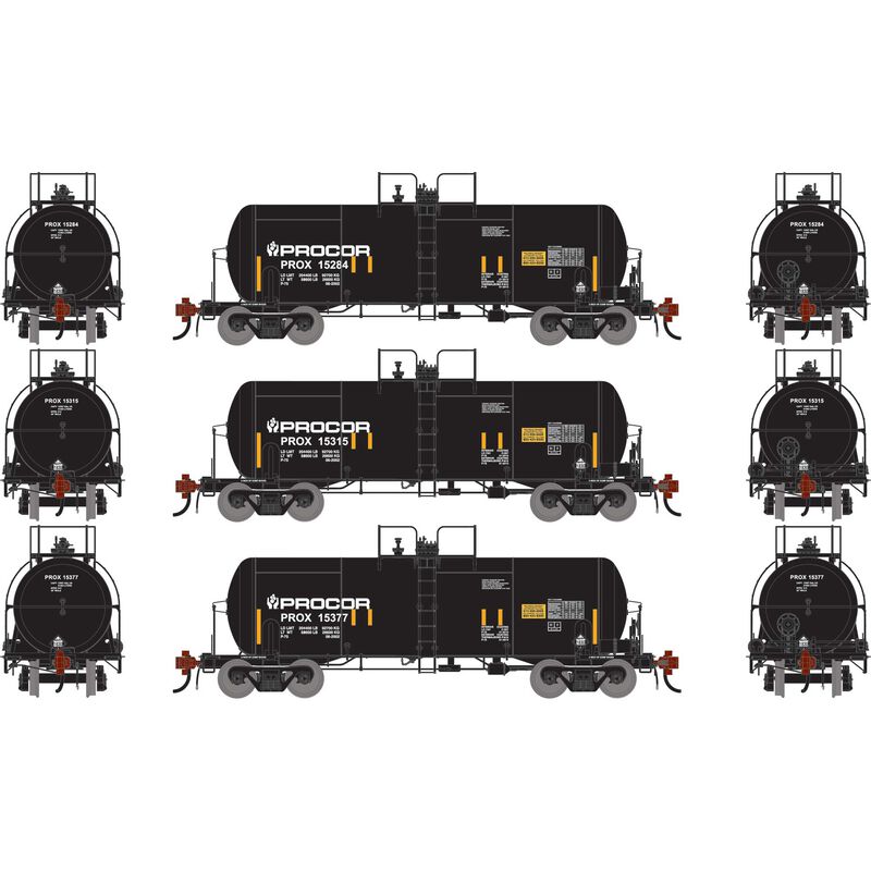 Athearn Genesis G1429 HO Scale 13K Gallon Acid Tank Car Procor PROX 3-Pack