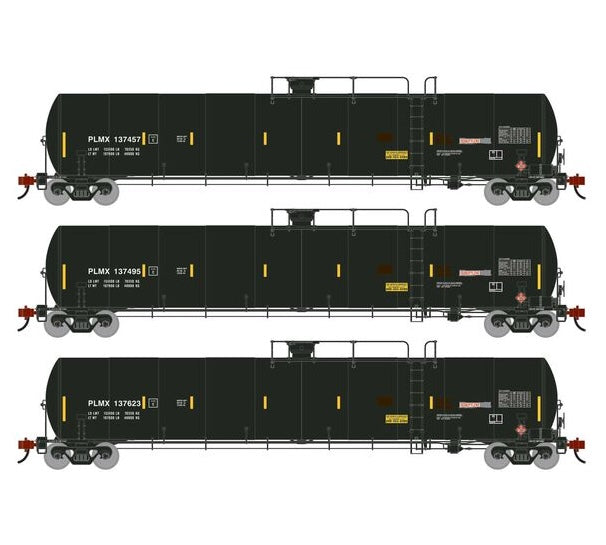 Athearn Genesis G1513 HO Scale 33K LPG Tank Car PLMX 3-Pack Primed for Grime