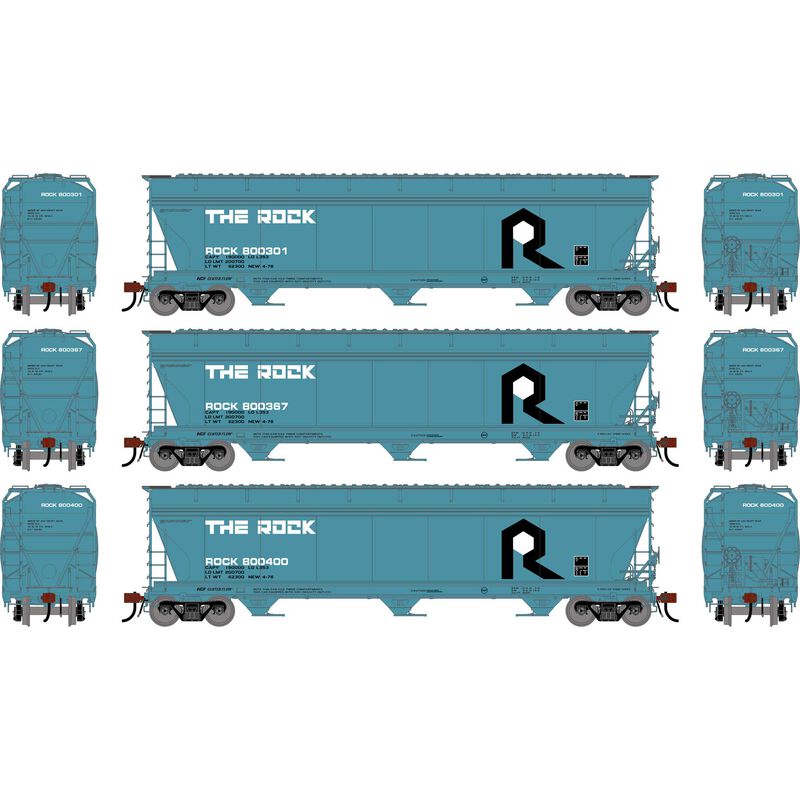Athearn Genesis G1527 HO Scale ACF 4600 Covered Hopper Rock Island RI 3-Pack