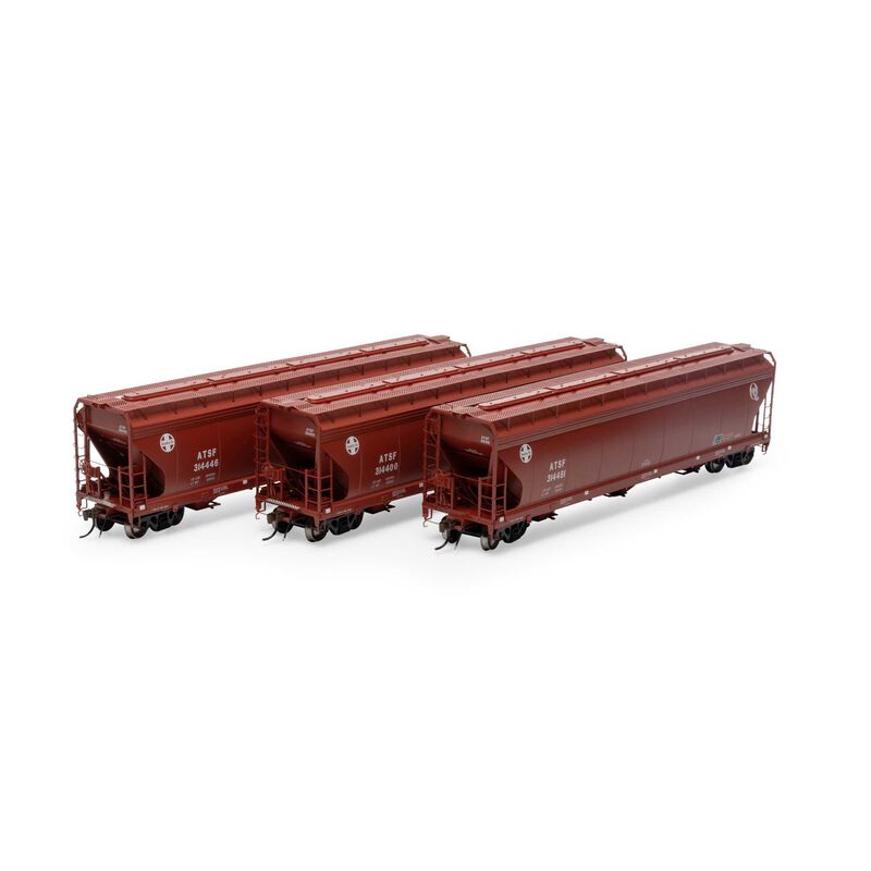 Athearn Genesis G15433 HO Scale ACF 4600 Covered Hopper Santa Fe ATSF 3-Pack
