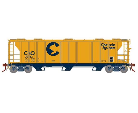 Athearn Genesis G73612 HO Scale PS-2 2893 Covered Hopper Chessie C&O 2052