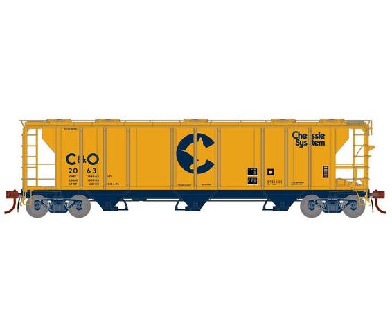 Athearn Genesis G73613 HO Scale PS-2 2893 Covered Hopper Chessie C&O 2063