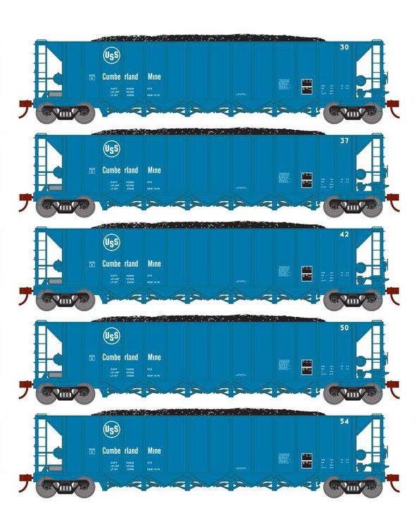Athearn RTR 1009 HO Scale Ortner 5-Bay Hopper USS Cumberland Mine USSX 5-Pack #3