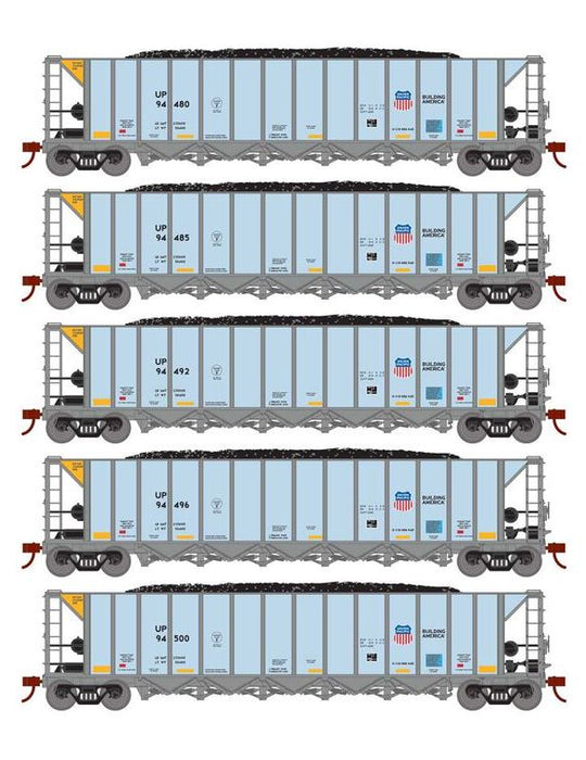 Athearn RTR 1044 HO Scale Ortner 5-Bay Hopper Union Pacific UP 5-Pack #3