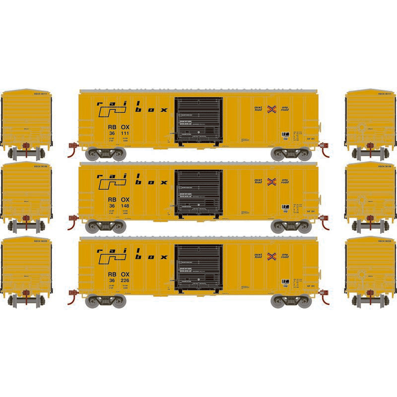Athearn RTR 1050 HO Scale 50' ACF Outside Post Boxcar Railbox RBOX 3-Pack #2