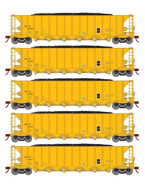 Athearn RTR 1112 HO Scale Ortner 5-Bay Hopper ITEL Corporation SSIX 5-Pack #2