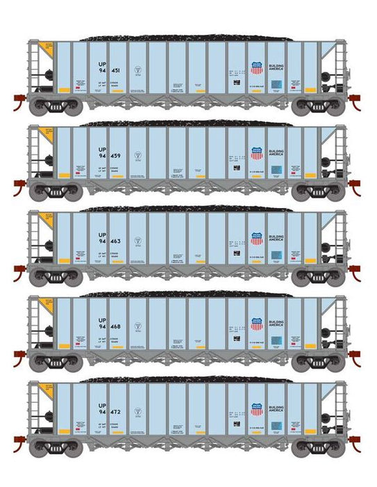 Athearn RTR 1113 HO Scale Ortner 5-Bay Hopper Union Pacific UP 5-Pack #1