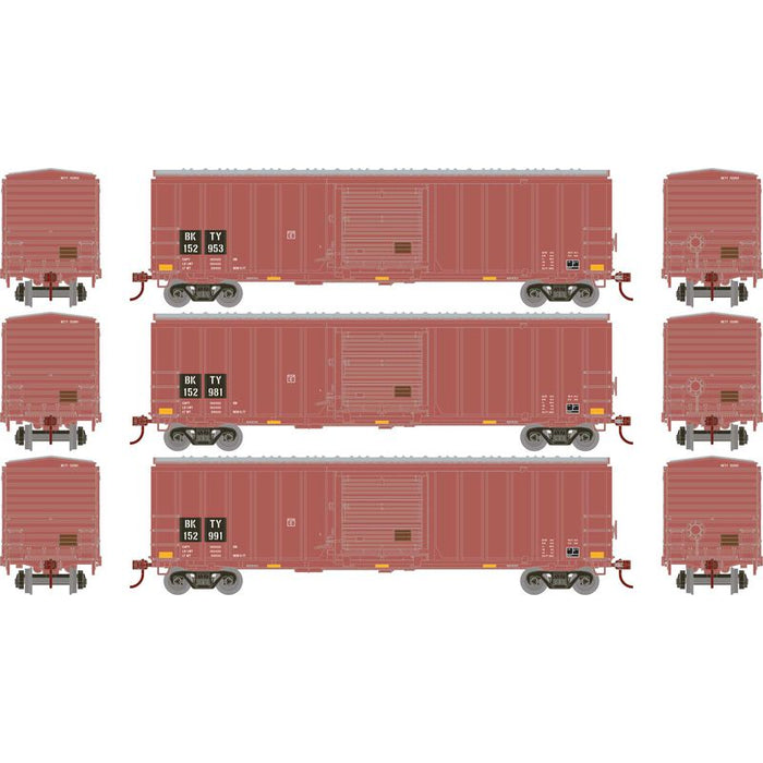 Athearn RTR 1127 HO Scale 50' ACF Outside Post Boxcar Union Pacific BKTY 3-Pack #2