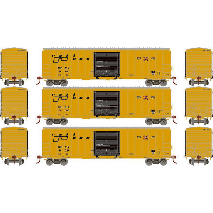 Athearn RTR 1151 HO Scale 50' ACF Outside Post Boxcar Railbox RBOX 3-Pack #1