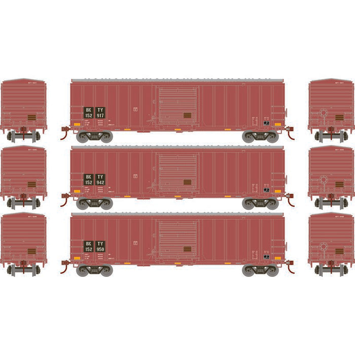 Athearn RTR 1181 HO Scale 50' ACF Outside Post Boxcar Union Pacific BKTY 3-Pack #1