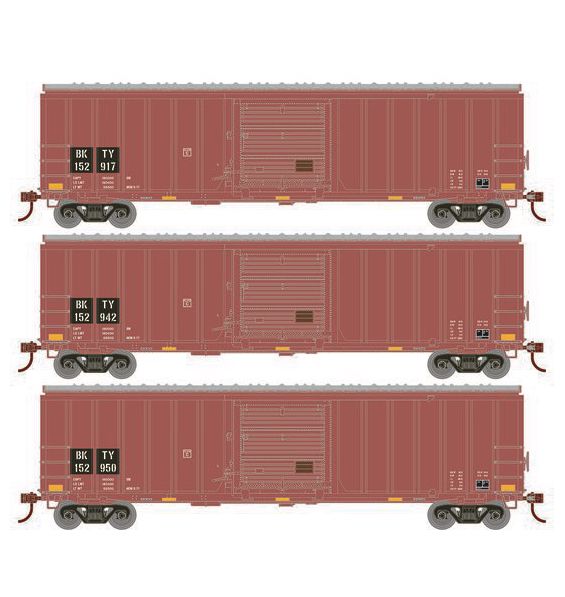 Athearn RTR 1181 HO Scale 50' ACF Outside Post Boxcar Union Pacific BKTY 3-Pack #1