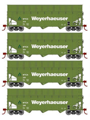 Athearn RTR 1276 HO Scale 40' Woodchip Hopper w/Load Weyerhaeuser WTCX 4-Pack #2