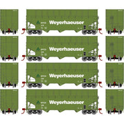 Athearn RTR 1276 HO Scale 40' Woodchip Hopper w/Load Weyerhaeuser WTCX 4-Pack #2