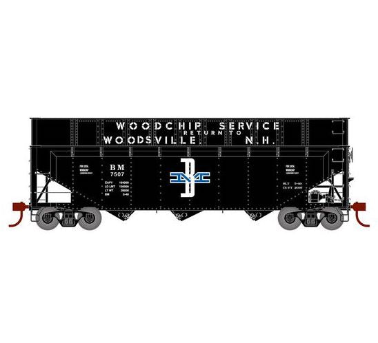 Athearn RTR 1277 HO Scale 40' Woodchip Hopper w/Load Boston & Maine B&M 7507