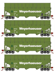 Athearn RTR 1278 HO Scale 40' Woodchip Hopper w/Load Weyerhaeuser WTCX 4-Pack #1