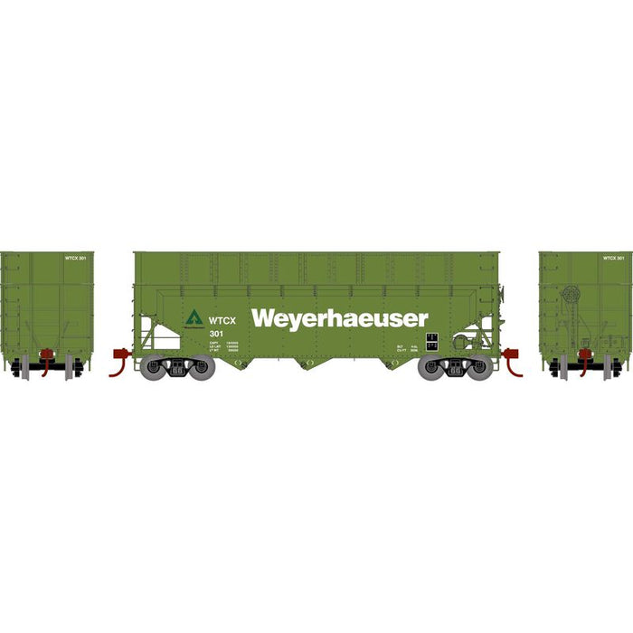 Athearn RTR 1280 HO Scale 40' Woodchip Hopper w/Load Weyerhaeuser WTCX 301