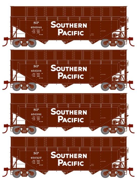 Athearn RTR 1282 HO Scale 40' Woodchip Hopper w/Load Southern Pacific SP 4-Pack #2