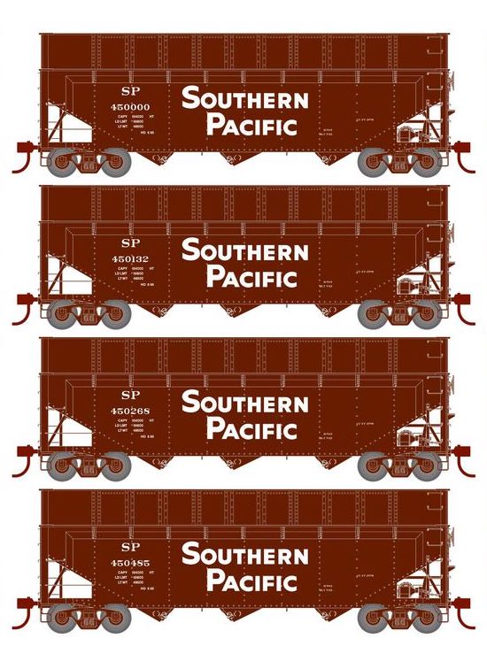 Athearn RTR 1284 HO Scale 40' Woodchip Hopper w/Load Southern Pacific SP 4-Pack #1