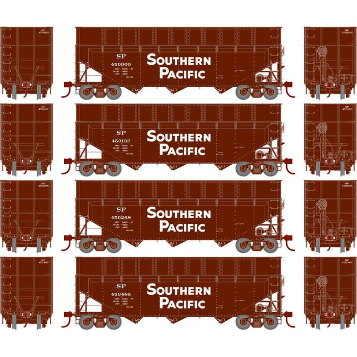 Athearn RTR 1284 HO Scale 40' Woodchip Hopper w/Load Southern Pacific SP 4-Pack #1