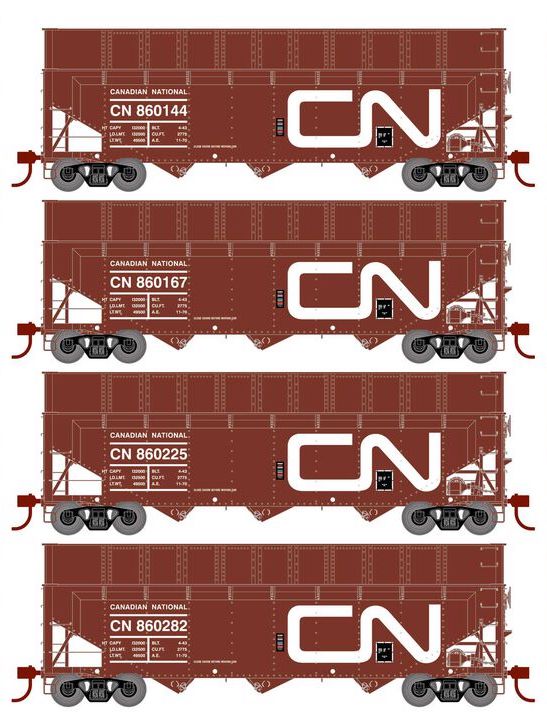 Athearn RTR 1285 HO Scale 40' Woodchip Hopper w/Load Canadian National CN 4-Pack #1